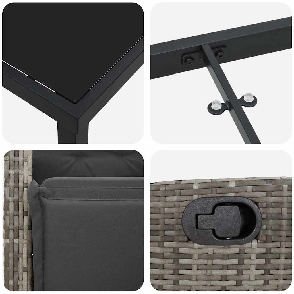 Garten Essgruppe mit Kissen 5 pcs Grau Poly-Rattan