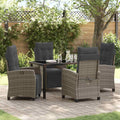 Garten Essgruppe mit Kissen 5 pcs Grau Poly-Rattan