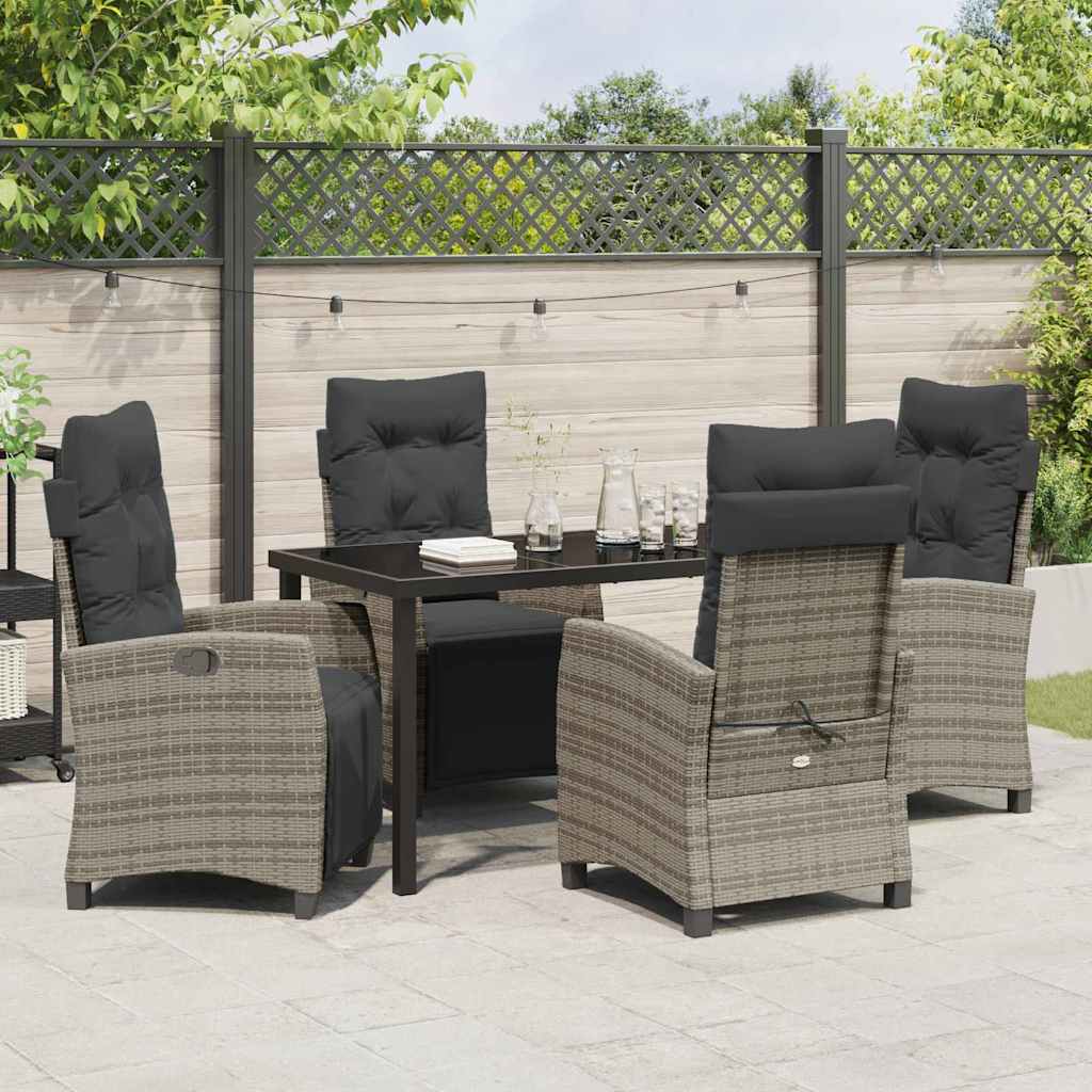 Garten Essgruppe mit Kissen 5 pcs Grau Poly-Rattan