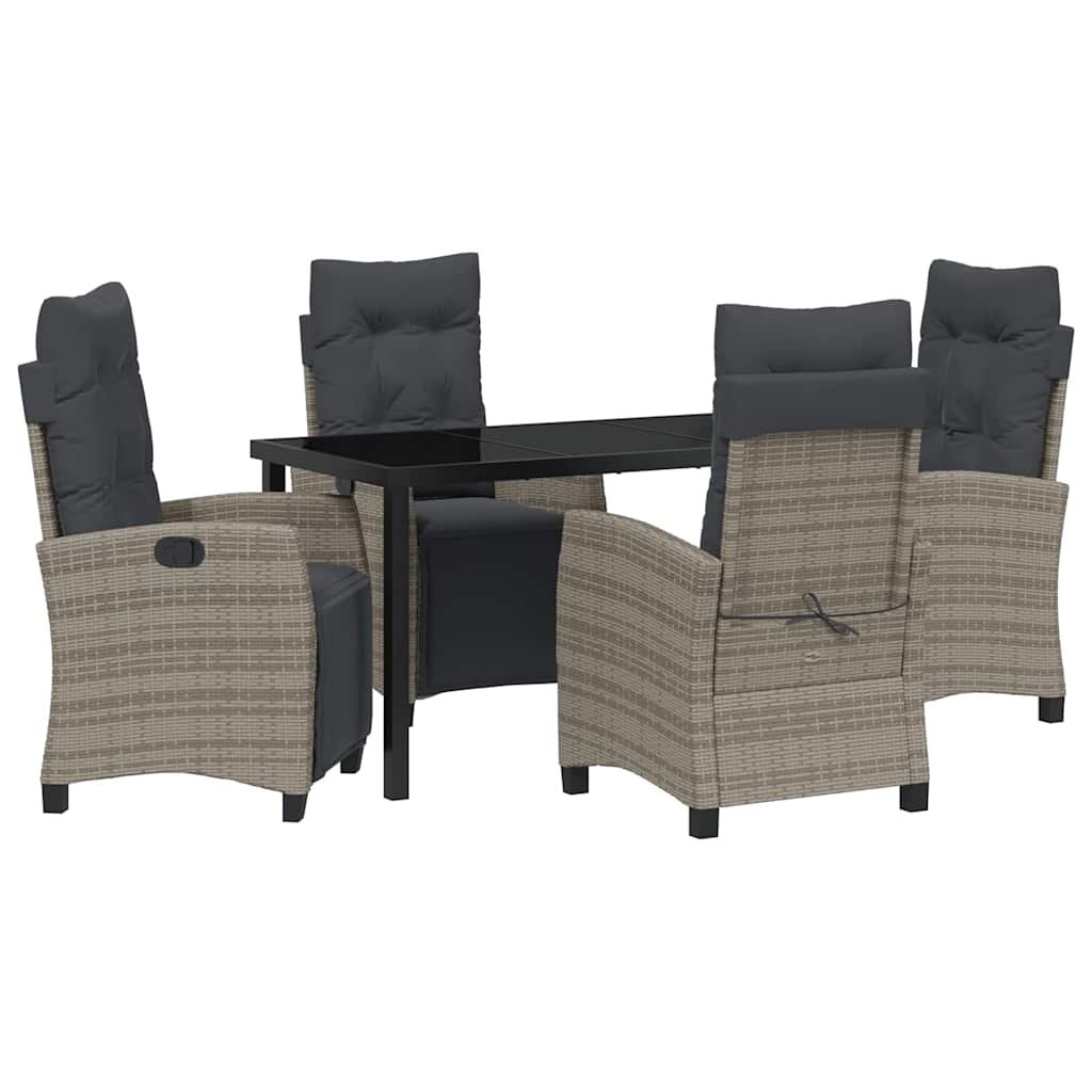 Garten Essgruppe mit Kissen 5 pcs Grau Poly-Rattan
