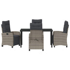 Garten Essgruppe mit Kissen 5 pcs Grau Poly-Rattan