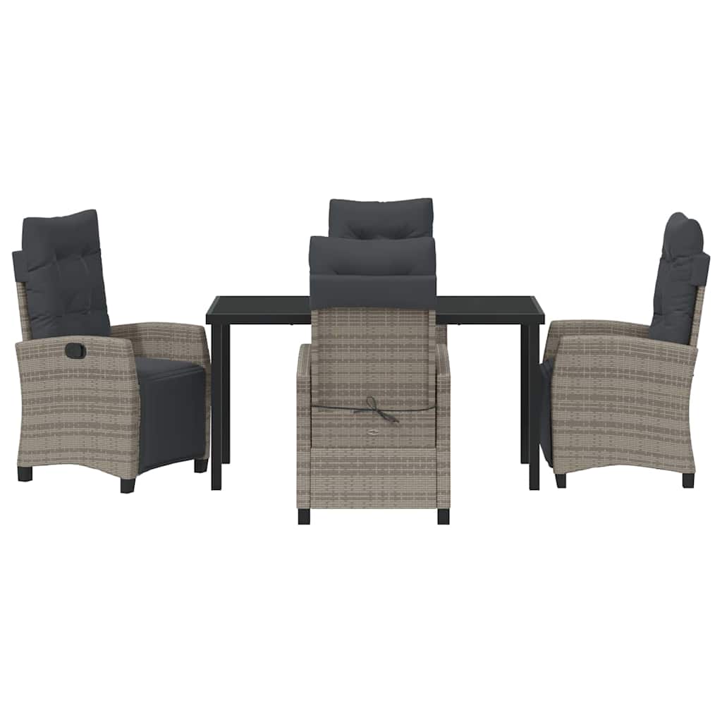 Garten Essgruppe mit Kissen 5 pcs Grau Poly-Rattan