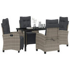 Garten Essgruppe mit Kissen 5 pcs Grau Poly-Rattan
