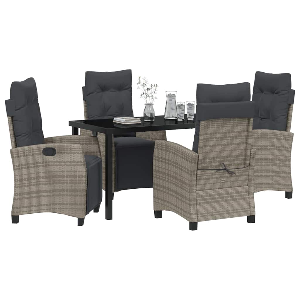 Garten Essgruppe mit Kissen 5 pcs Grau Poly-Rattan