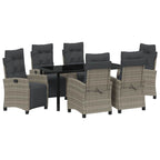 Garten Essgruppe mit Kissen 7 pcs Grau Poly-Rattan