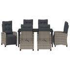 Garten Essgruppe mit Kissen 7 pcs Grau Poly-Rattan