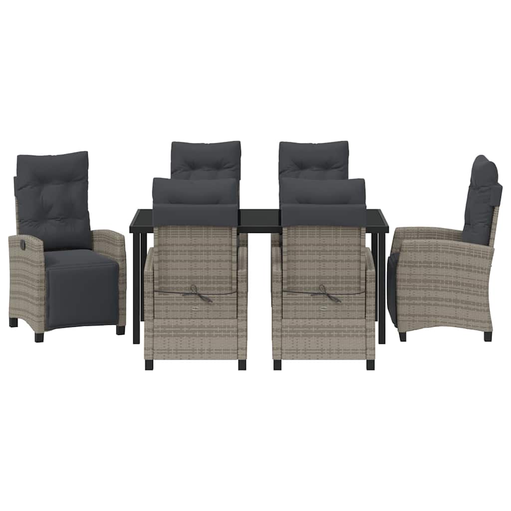 Garten Essgruppe mit Kissen 7 pcs Grau Poly-Rattan