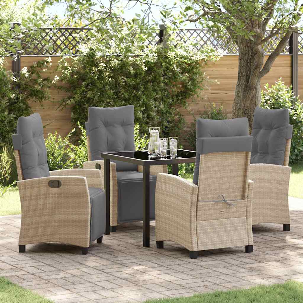 Garten Essgruppe mit Kissen 5 pcs Beige Poly-Rattan