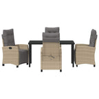 Garten Essgruppe mit Kissen 5 pcs Beige Poly-Rattan