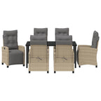 Garten Essgruppe mit Kissen 7 pcs Beige Poly-Rattan