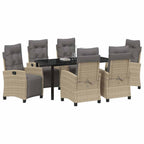 Garten Essgruppe mit Kissen 7 pcs Beige Poly-Rattan