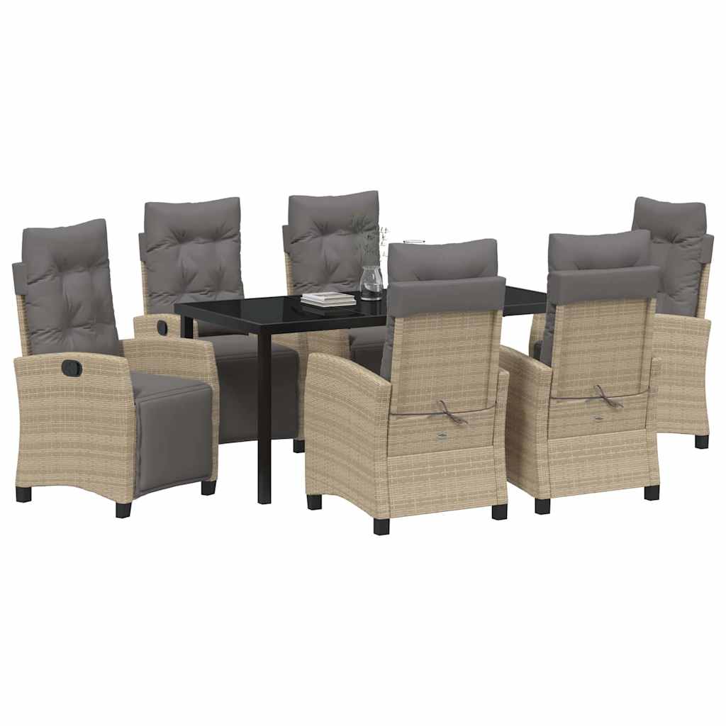 Garten Essgruppe mit Kissen 7 pcs Beige Poly-Rattan