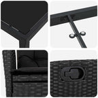 Garten Essgruppe mit Kissen 7 pcs Schwarz Poly-Rattan