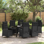 Garten Essgruppe mit Kissen 7 pcs Schwarz Poly-Rattan