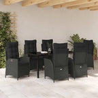 Garten Essgruppe mit Kissen 7 pcs Schwarz Poly-Rattan