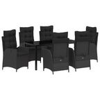 Garten Essgruppe mit Kissen 7 pcs Schwarz Poly-Rattan