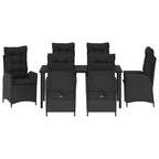 Garten Essgruppe mit Kissen 7 pcs Schwarz Poly-Rattan