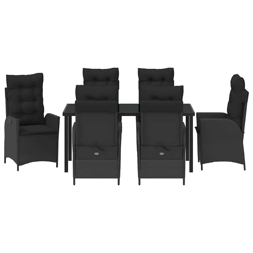 Garten Essgruppe mit Kissen 7 pcs Schwarz Poly-Rattan