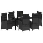 Garten Essgruppe mit Kissen 7 pcs Schwarz Poly-Rattan