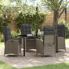 Garten Essgruppe mit Kissen 5 pcs Grau Poly-Rattan