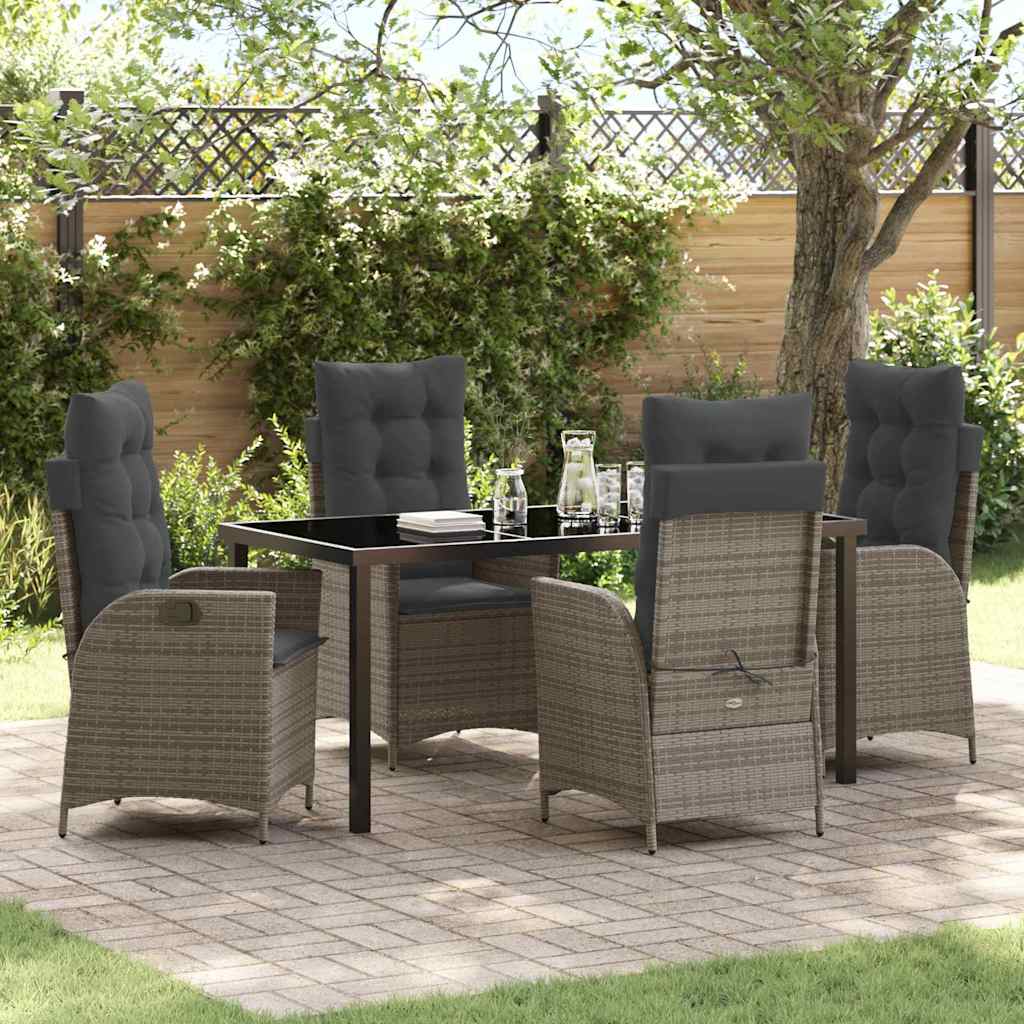Garten Essgruppe mit Kissen 5 pcs Grau Poly-Rattan