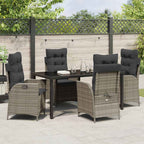 Garten Essgruppe mit Kissen 5 pcs Grau Poly-Rattan