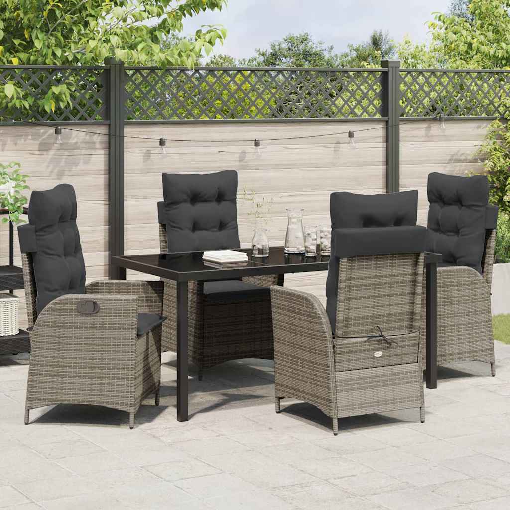 Garten Essgruppe mit Kissen 5 pcs Grau Poly-Rattan