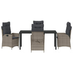 Garten Essgruppe mit Kissen 5 pcs Grau Poly-Rattan