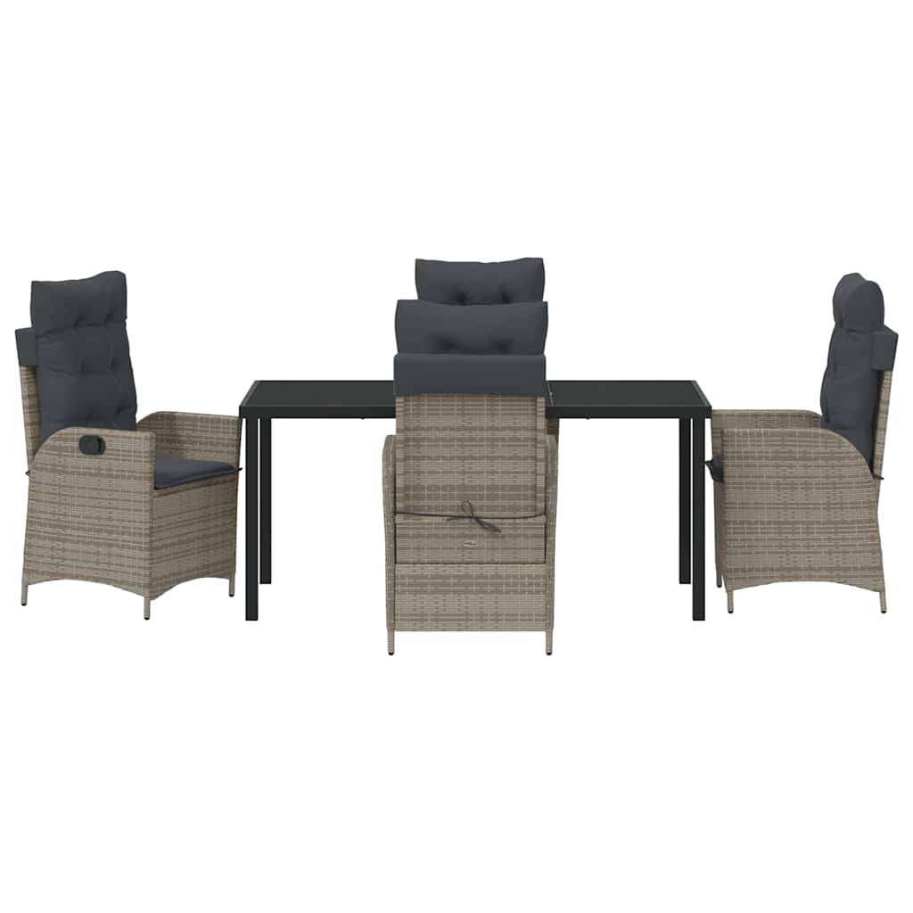 Garten Essgruppe mit Kissen 5 pcs Grau Poly-Rattan
