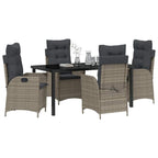 Garten Essgruppe mit Kissen 5 pcs Grau Poly-Rattan