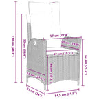 Garten Essgruppe mit Kissen 5 pcs Grau Poly-Rattan