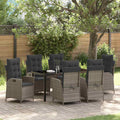 Garten Essgruppe mit Kissen 7 pcs Grau Poly-Rattan