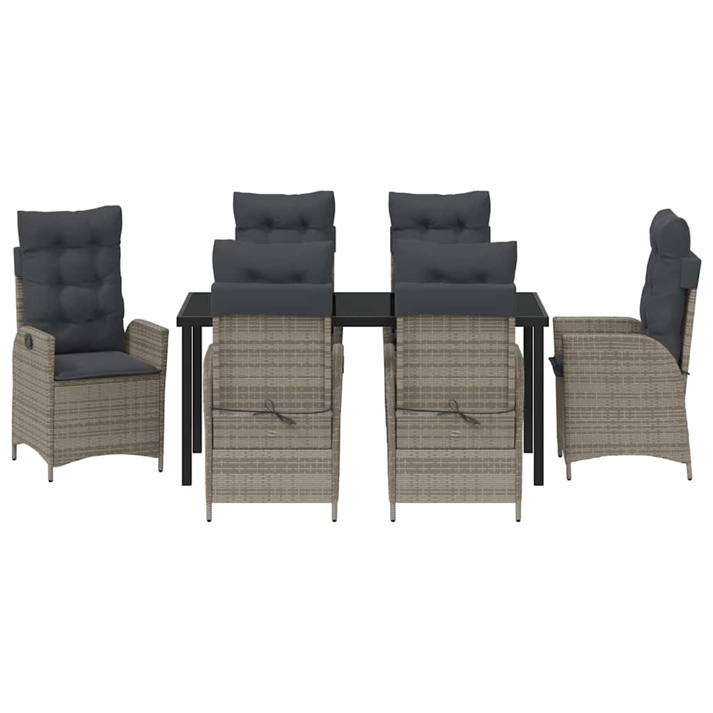 Garten Essgruppe mit Kissen 7 pcs Grau Poly-Rattan