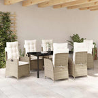 Garten Essgruppe mit Kissen 7 pcs Beige Poly-Rattan