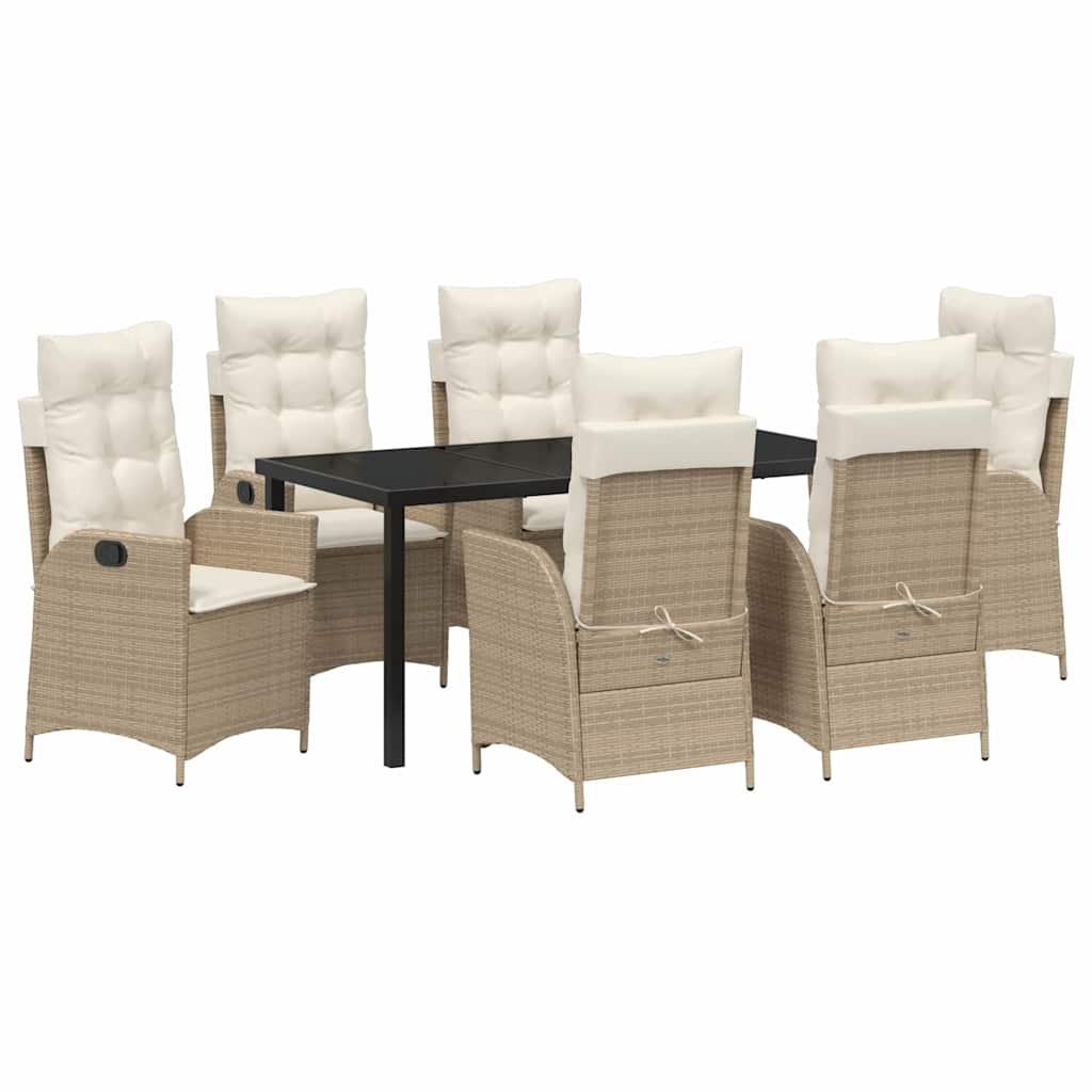 Garten Essgruppe mit Kissen 7 pcs Beige Poly-Rattan