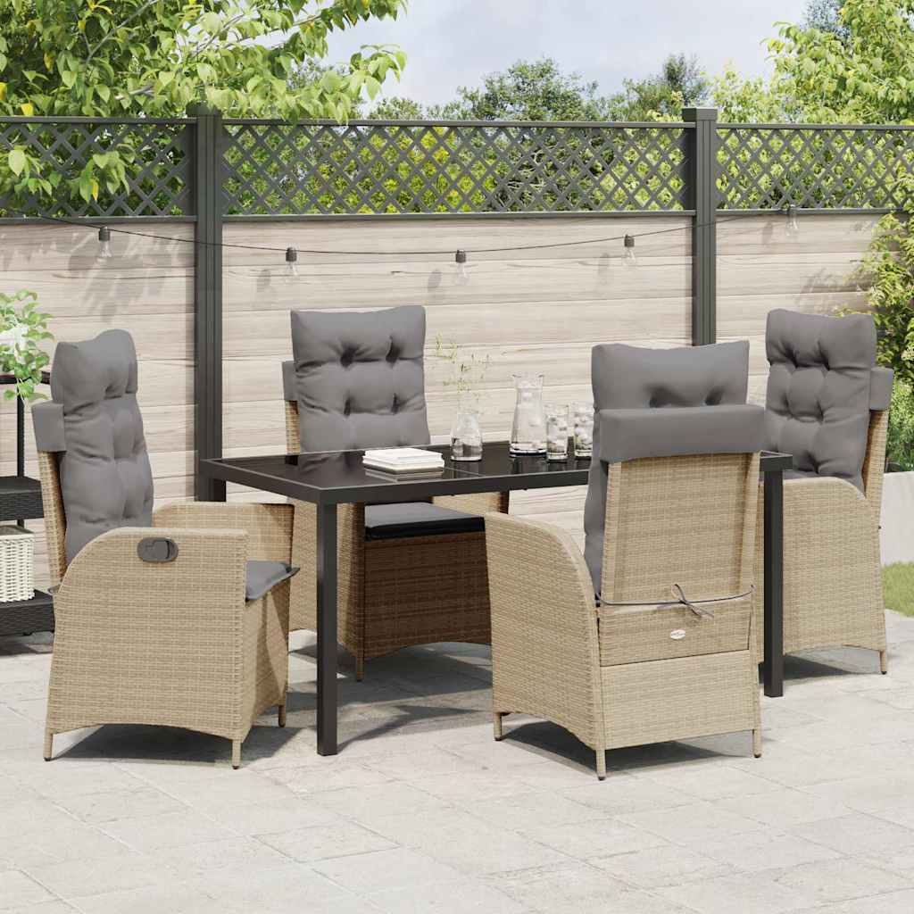 Garten Essgruppe mit Kissen 5 pcs Beige Poly-Rattan