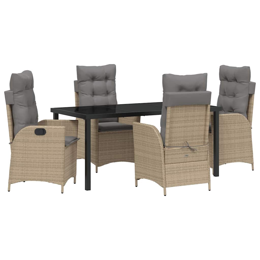 Garten Essgruppe mit Kissen 5 pcs Beige Poly-Rattan