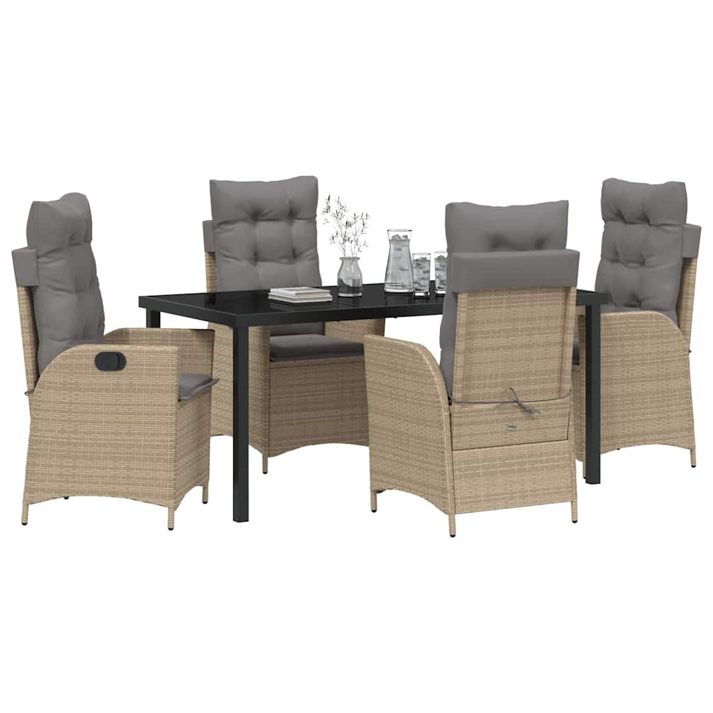 Garten Essgruppe mit Kissen 5 pcs Beige Poly-Rattan