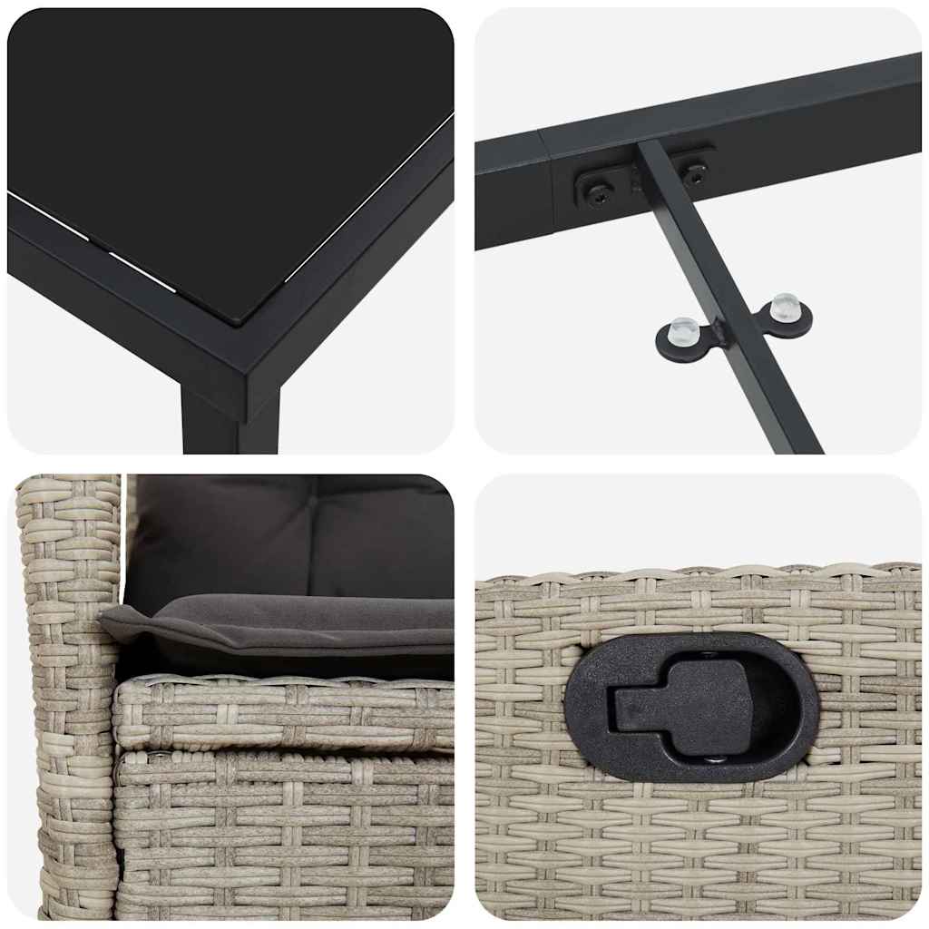 Garten Essgruppe mit Kissen 5 pcs Hellgrau Poly-Rattan
