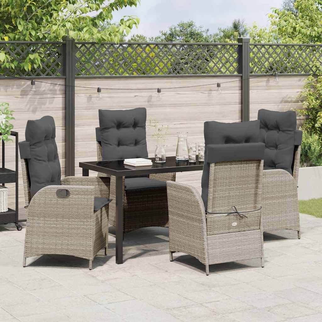 Garten Essgruppe mit Kissen 5 pcs Hellgrau Poly-Rattan