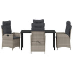 Garten Essgruppe mit Kissen 5 pcs Hellgrau Poly-Rattan