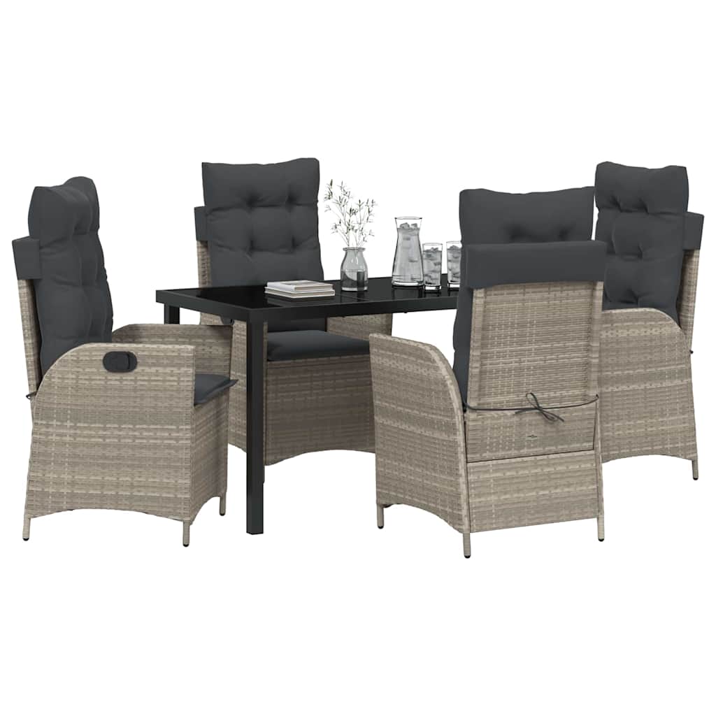Garten Essgruppe mit Kissen 5 pcs Hellgrau Poly-Rattan