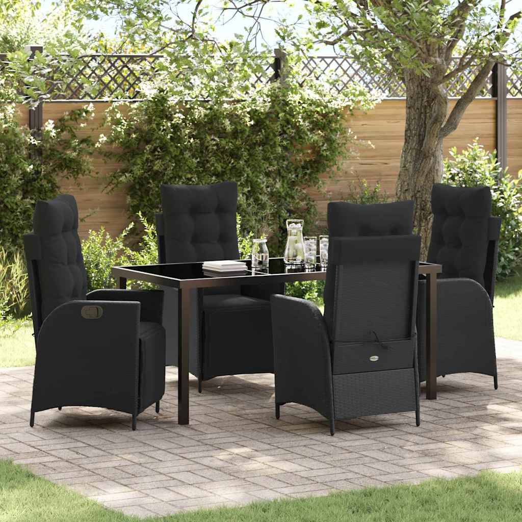 Garten Essgruppe mit Kissen 5 pcs Schwarz Poly-Rattan