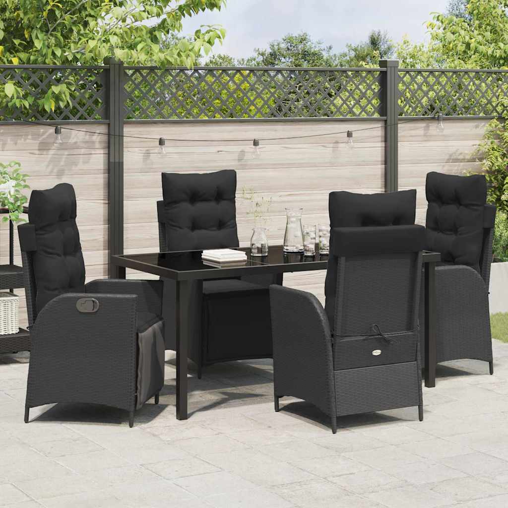 Garten Essgruppe mit Kissen 5 pcs Schwarz Poly-Rattan