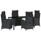 Garten Essgruppe mit Kissen 5 pcs Schwarz Poly-Rattan