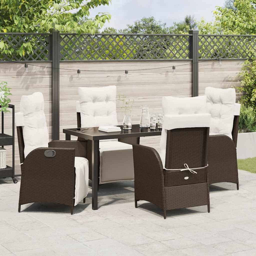 Garten Essgruppe mit Kissen 5 pcs Braun Poly-Rattan