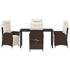 Garten Essgruppe mit Kissen 5 pcs Braun Poly-Rattan
