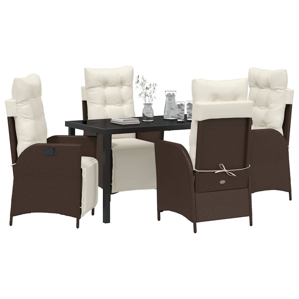 Garten Essgruppe mit Kissen 5 pcs Braun Poly-Rattan