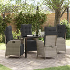 Garten Essgruppe mit Kissen 5 pcs Hellgrau Poly-Rattan