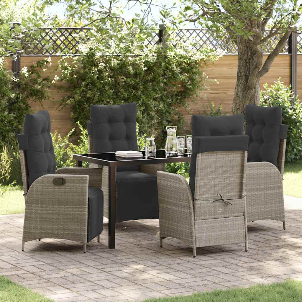 Garten Essgruppe mit Kissen 5 pcs Hellgrau Poly-Rattan